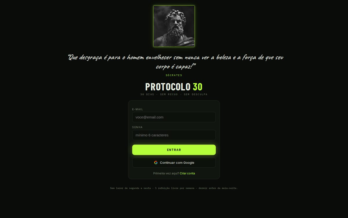 Protocolo 30 funcionando, print do app no ar