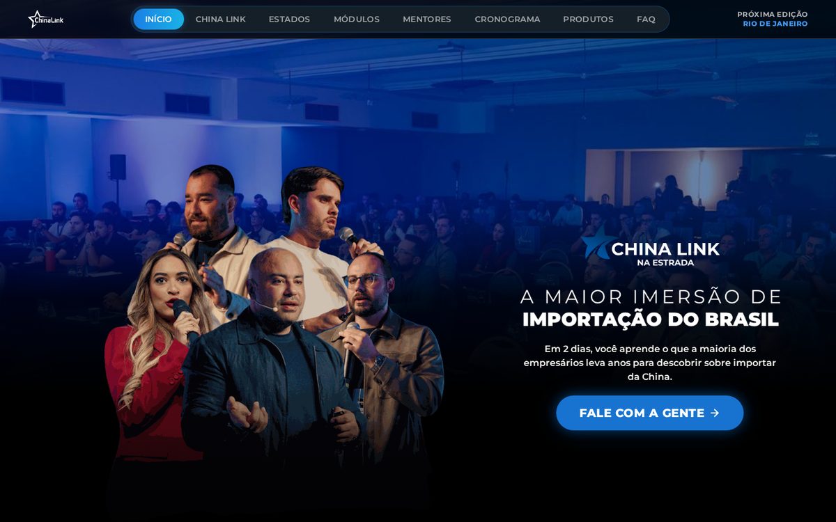 Site da China Link na Estrada no ar